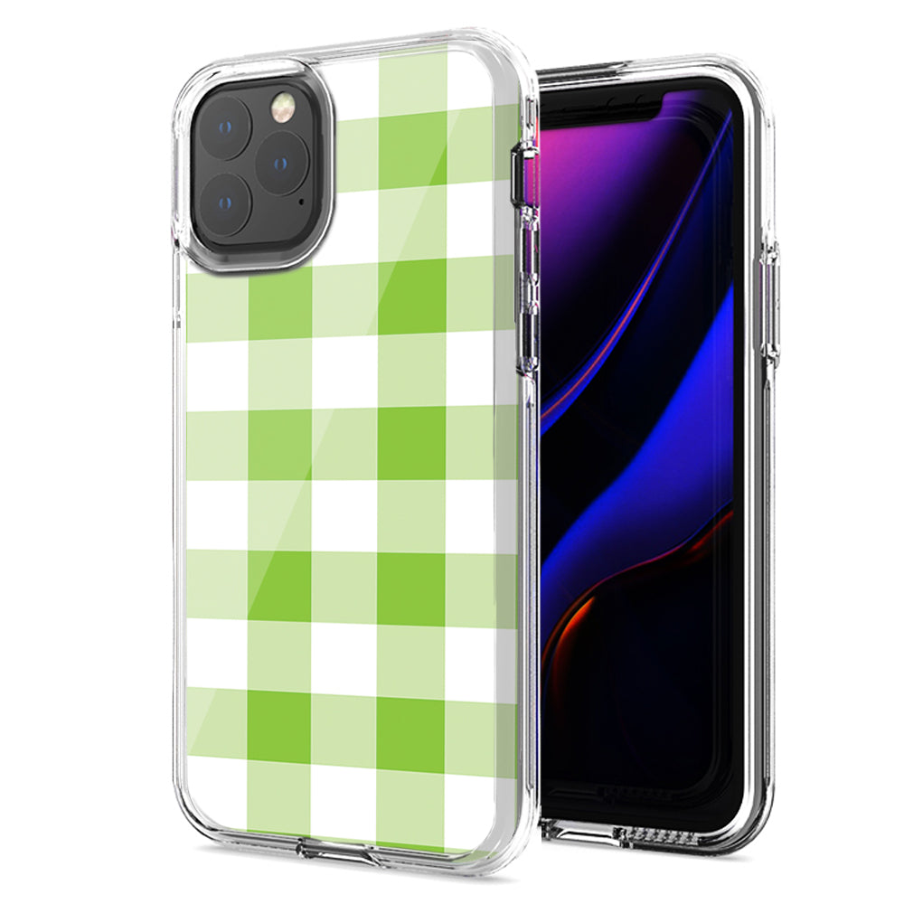 15.16Funda de teléfono de doble capa con diseño a cuadros para Apple iPhone  12 color verde para iPhone 12